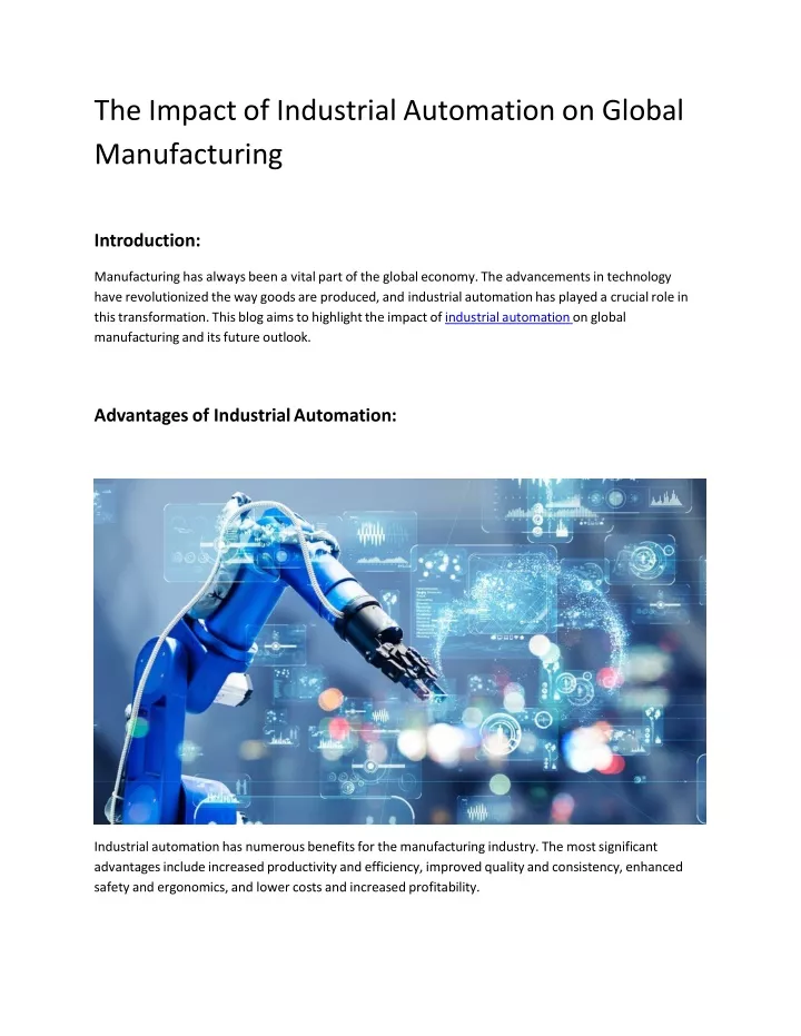 the impact of industrial automation on global manufacturing