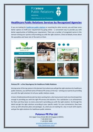 Healthcare Public Relations Services by Recognized Agencies