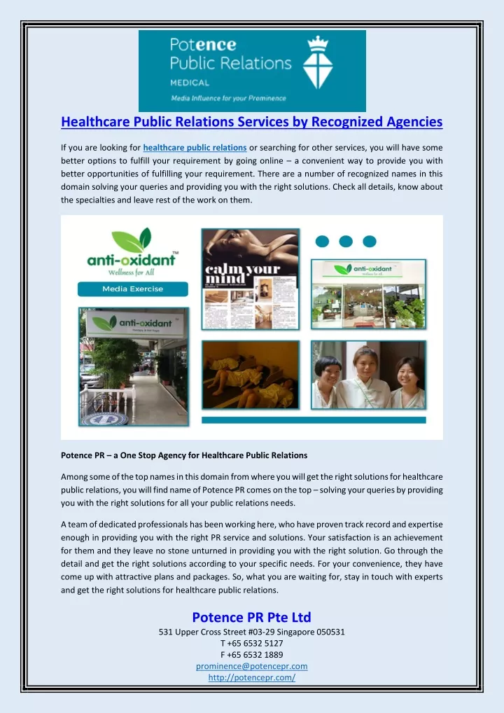healthcare public relations services