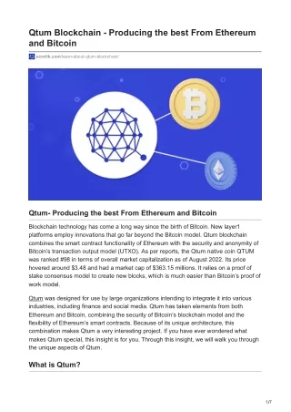 Qtum Blockchain - Producing the best From Ethereum and Bitcoin