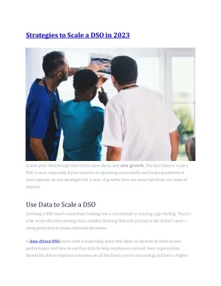 strategies to scale a dso in 2023