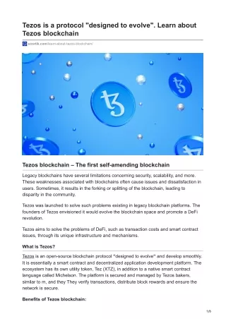 Tezos is a protocol designed to evolve | Learn about Tezos blockchain