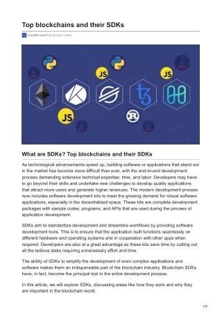 Top blockchains and their SDKs - Scortik