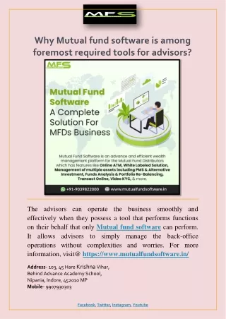 Why Mutual fund software is among foremost required tools for advisors