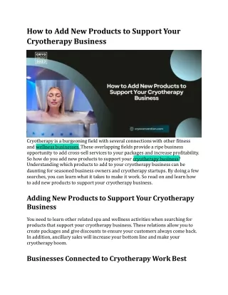 How to Add New Products to Support Your Cryotherapy Busines1