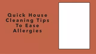 Quick House Cleaning Tips To Ease Allergies