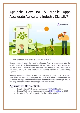 AgriTech How IoT & Mobile Apps Accelerate Agriculture Industry Digitally