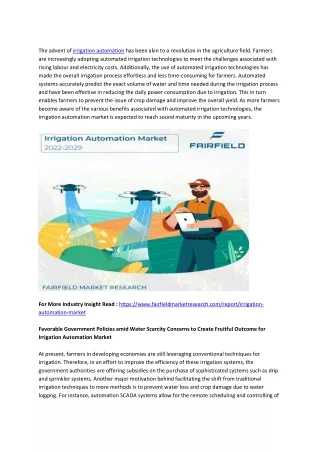 the advent of irrigation automation has been akin
