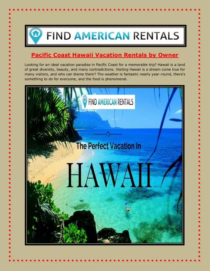 pacific coast hawaii vacation rentals by owner