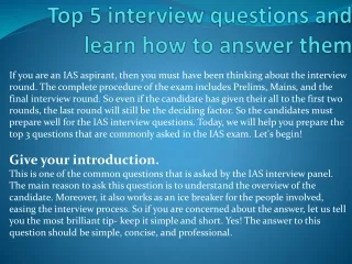 top 5 interview questions and learn how to answer them