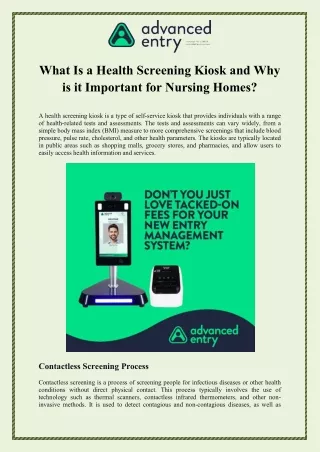 What Is a Health Screening Kiosk and Why is it Important for Nursing Homes