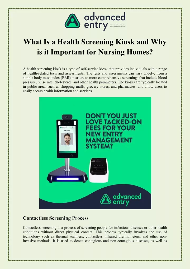 what is a health screening kiosk
