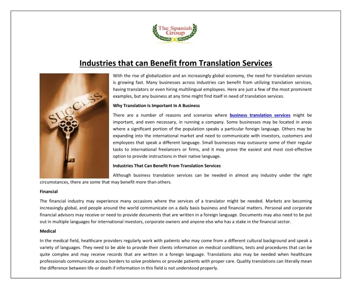 industries that can benefit from translation