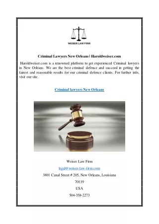 Criminal Lawyers New Orleans  Haroldweiser.com