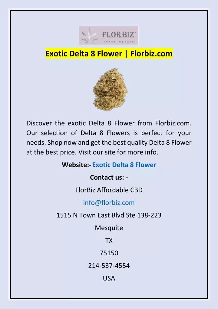 exotic delta 8 flower florbiz com