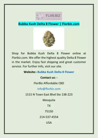 Bubba Kush Delta 8 Flower | Florbiz.com
