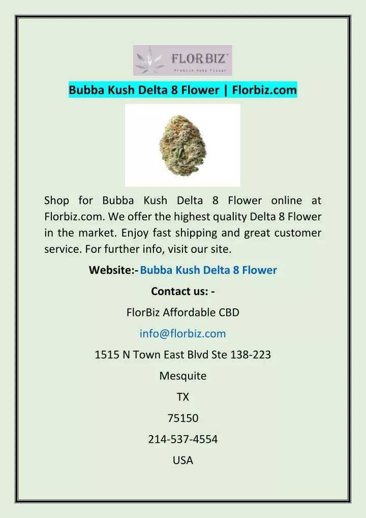 bubba kush delta 8 flower florbiz com