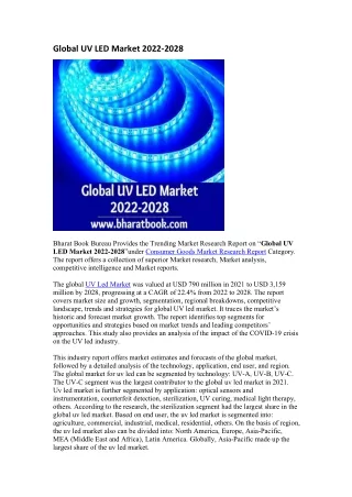 global uv led market 2022 2028