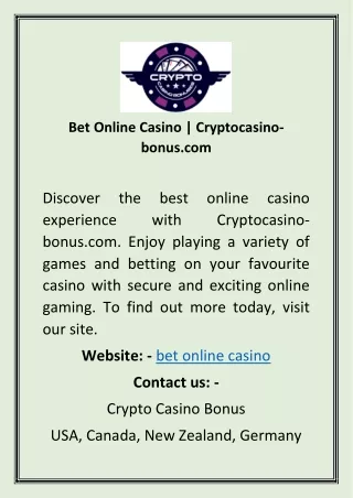 Bet Online Casino  Cryptocasino-bonus