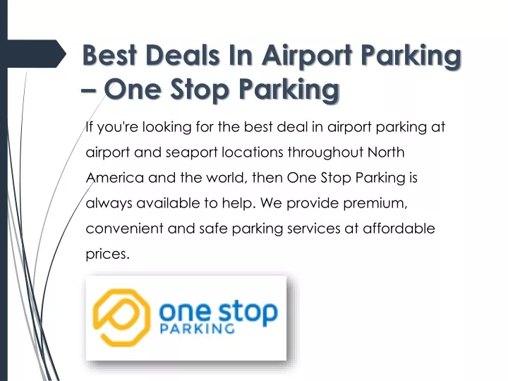 best deals in airport parking one stop parking