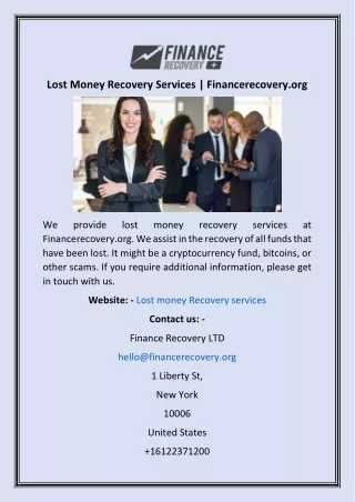 Lost Money Recovery Services  Financerecovery.org