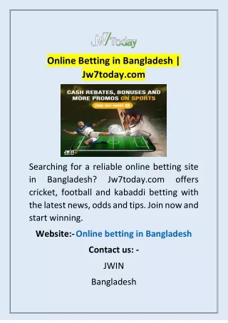 Online Betting in Bangladesh | Jw7today.com