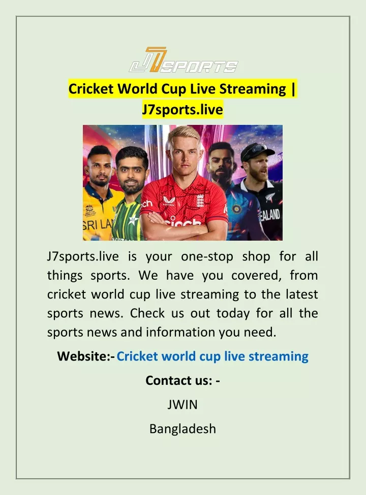 cricket world cup live streaming j7sports live