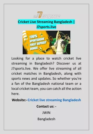 Cricket Live Streaming Bangladesh | J7sports.live