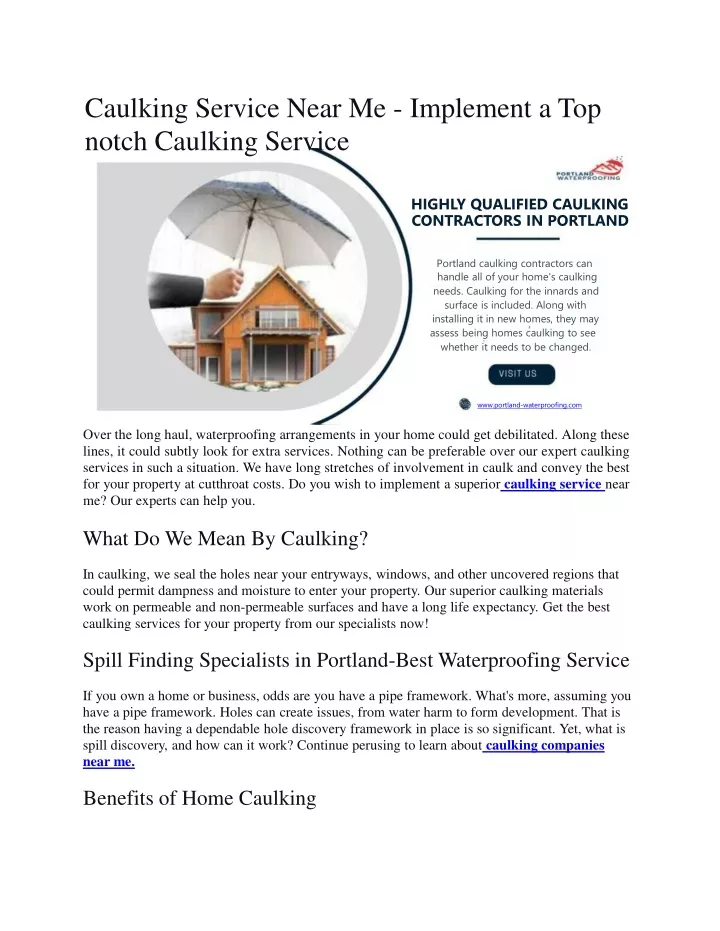 caulking service near me implement a top notch