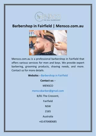 Barbershop in Fairfield  Mensco.com
