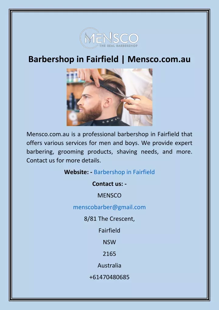 barbershop in fairfield mensco com au