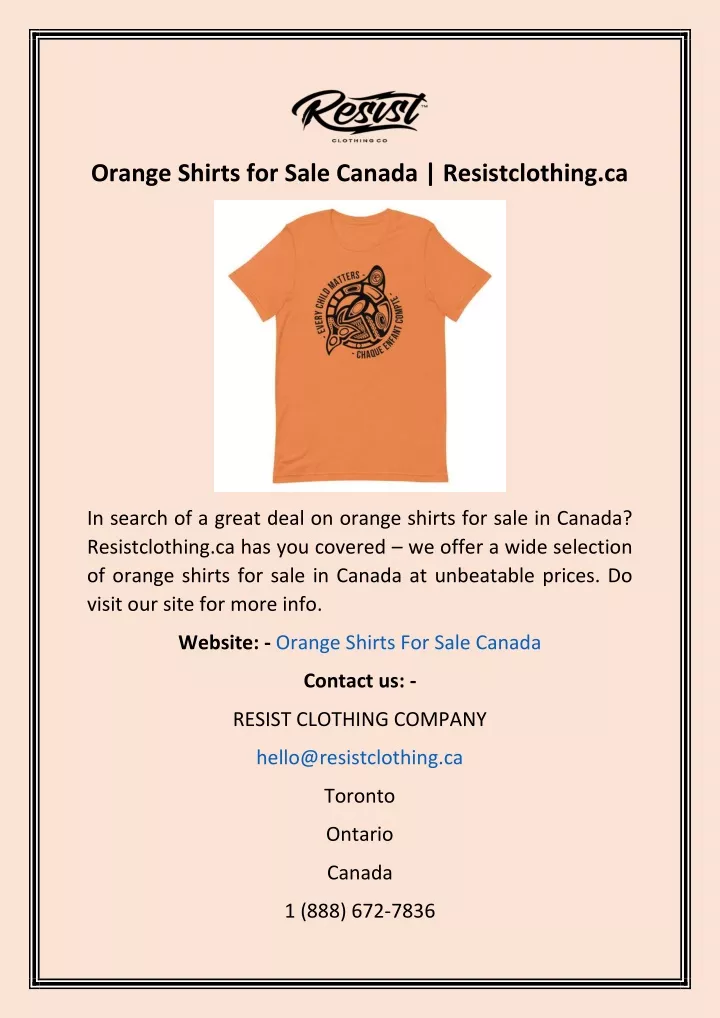 orange shirts for sale canada resistclothing ca