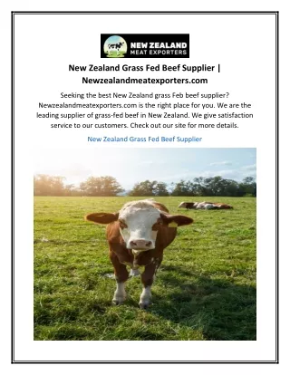 New Zealand Grass Fed Beef Supplier  Newzealandmeatexporters.com