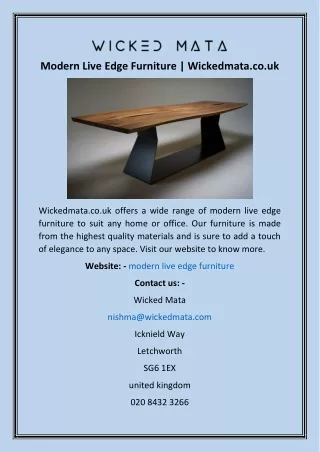 Modern Live Edge Furniture  Wickedmata.co.uk