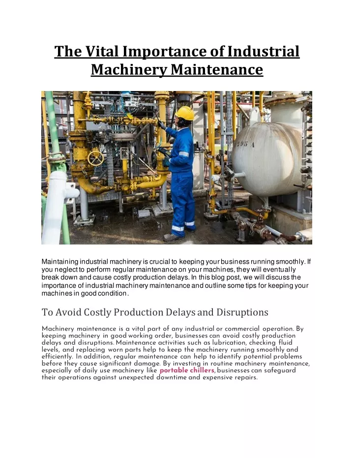 the vital importance of industrial machinery