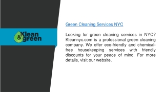 Green Cleaning Services Nyc  Kleannyc.com