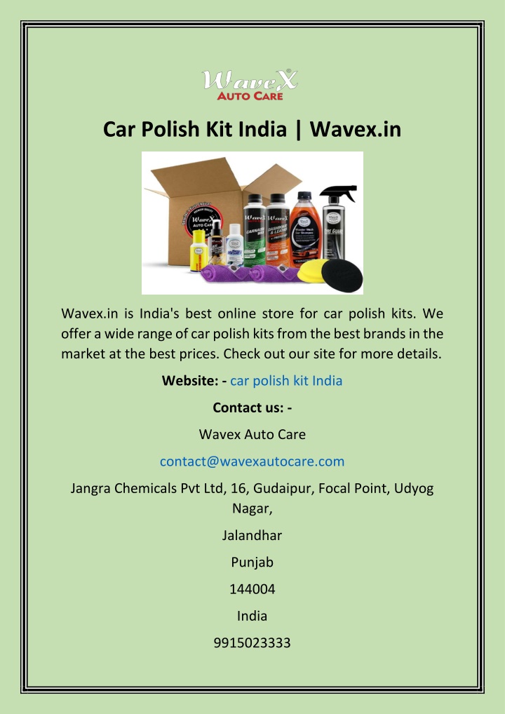 car polish kit india wavex in