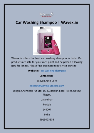 car washing shampoo wavex in
