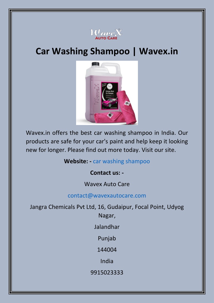 car washing shampoo wavex in