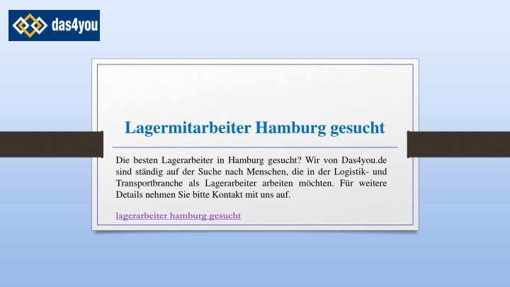 lagermitarbeiter hamburg gesucht