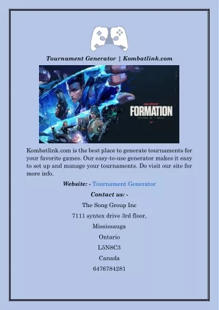 Tournament Generator  Kombatlink