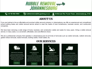 Reliable Rubble Removal Johannesburg