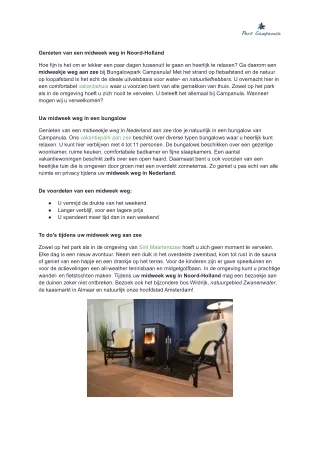 genieten van een midweek weg in noord holland