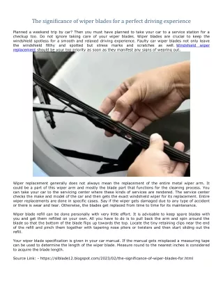 The significance of wiper blades for a perfect driving experience