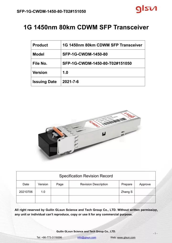 sfp 1g cwdm 1450 80 t02 151050