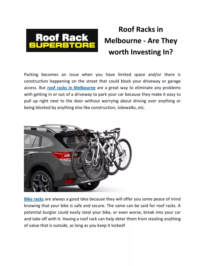 roof racks in melbourne are they worth investing