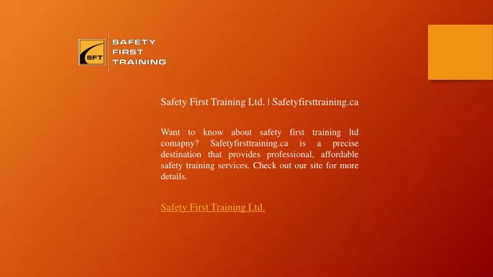 safety first training ltd safetyfirsttraining ca