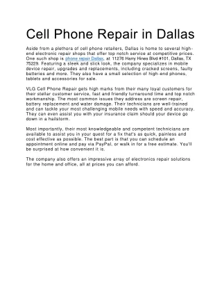 Cell Phone Repair in Dallas