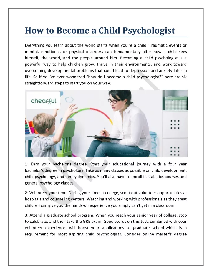 how to become a child psychologist