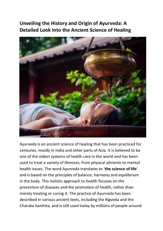 unveiling the history and origin of ayurveda